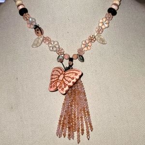 "Pink Butterfly" a Stretchy Necklace